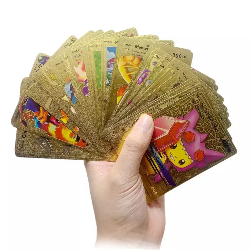 Pokemon arco-íris cartões ouro prata vmax gx cartão coleção batalha trainer cartão espanhol inglês francês criança brinquedos presentes de natal