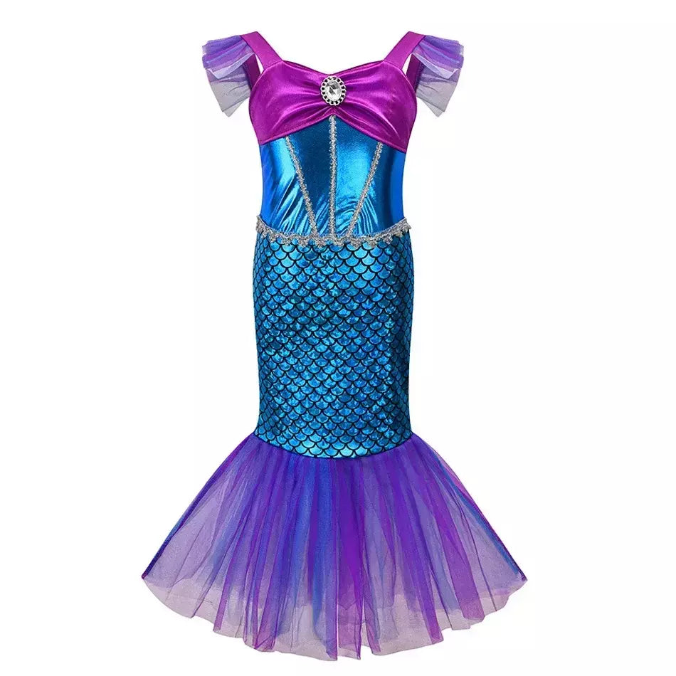Sereia vestido de festa de aniversário verão menina sereia traje carnaval anime cosplay outfits 2-10 anos crianças fantasia disfarce vestido de baile