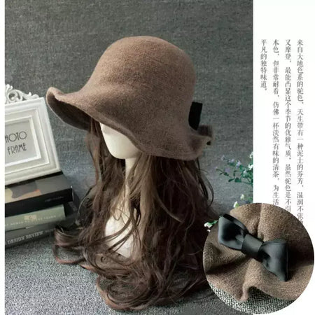 Chapéu de lã de bowknot vintage feminino, Fedoras para senhoras, cúpula de feltro para casamento Igreja Jazz, boné feminino elegante, outono e inverno