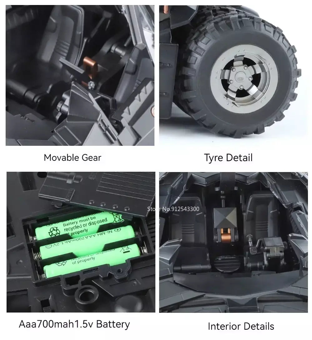 Grande escala 1:18 batmobile modelo de carro brinquedo o cavaleiro das trevas trilogia som luz deslizante spray liga veículos modelos ornamentos presentes