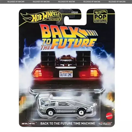 Original hot wheels premium carro cultura pop de volta para o futuro brinquedos para meninos 1/64 diecast time machine ford super de luxo presente