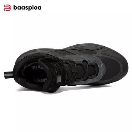 Baasploa inverno homens tênis de couro moda casual à prova dwaterproof água sapatos esportivos para homem de pelúcia quente masculino tênis antiderrapante ao ar livre