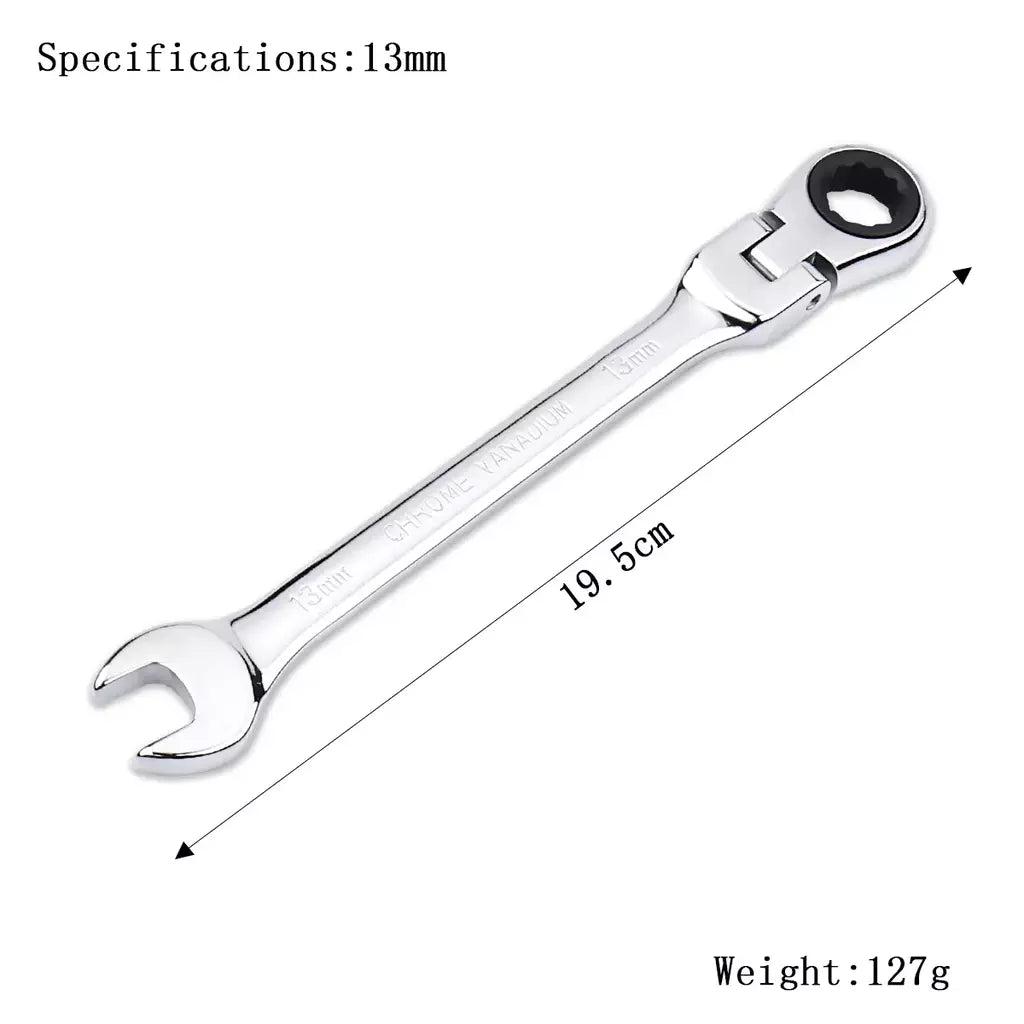 Chave de catraca de chaves, conjunto de ferramentas manuais, catraca de 72 dentes, cabeça flexível, acabamento espelhado, 6mm-27mm, reparo automático e doméstico, 1 peça