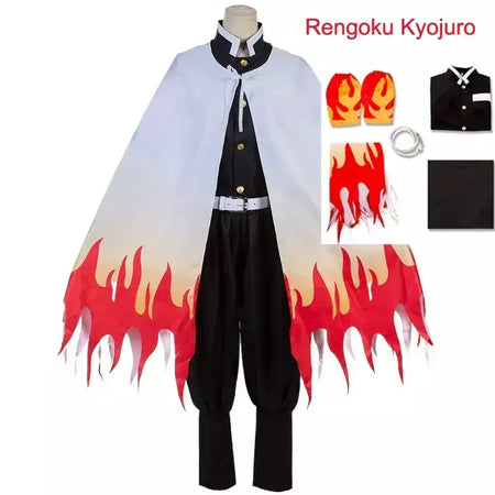 Anime rengoku kyojuro cosplay trajes trem mugen demônio slayer kimetsu não yaiba robe ternos para adultos crianças perucas cos outfit festa