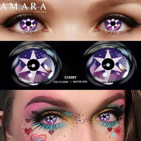 AMARA-Lentes de Contato Coloridas Anime Cosplay, Hoshino Ai Pupil, Anime Colorido, Halloween, 2 Unidades, 1 Par