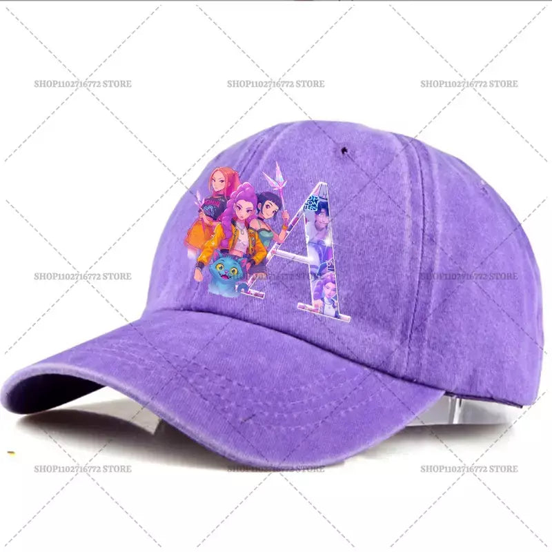 Kpop demônio caçador chapéu carta A-Z boné de beisebol para mulheres verão ajustável chapéu de sol anime bonito retro sunbonnet adulto chapelaria presente