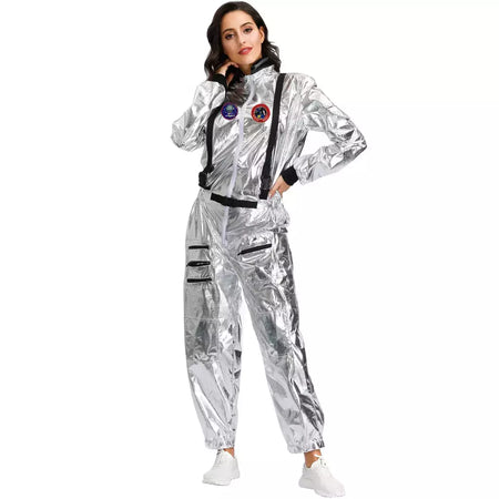 Halloween natal prata spaceman masculino feminino espaço terno adulto crianças astronauta traje festa de família vestir-se presente aniversário