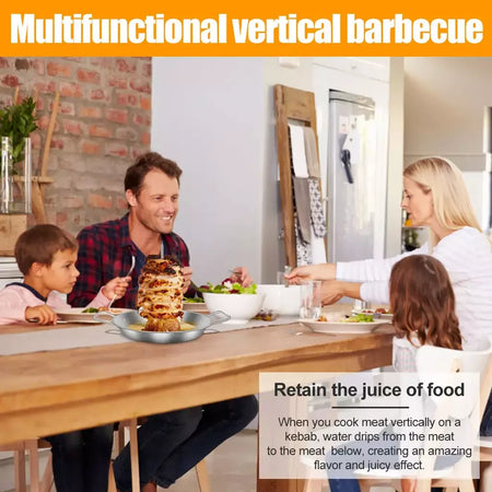 Espeto de carne vertical de aço inoxidável para churrasco grelha de espeto vertical com 3 pontas de reposição para churrasco espeto vertical grelha rack