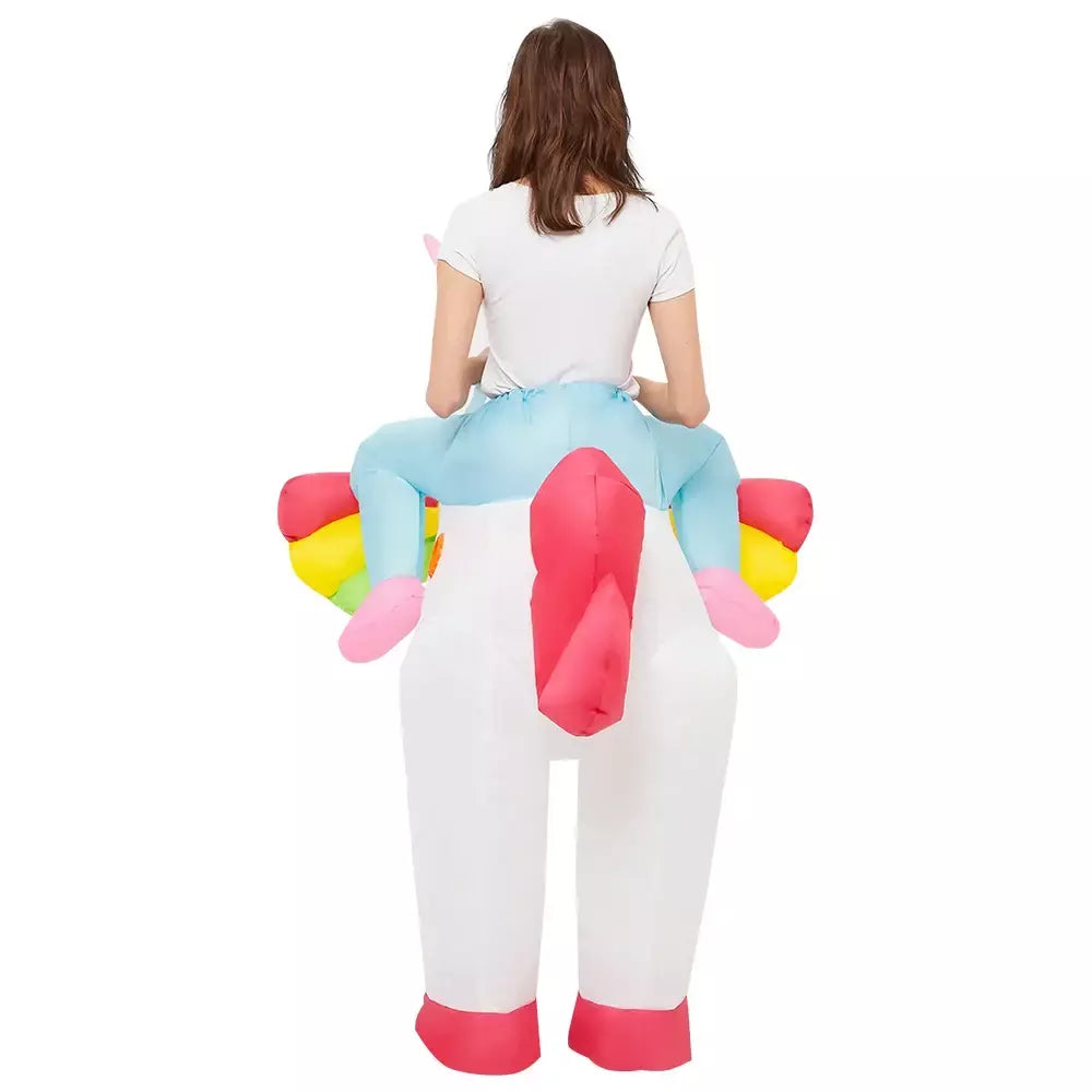 Vestuário colorido unicórnio animal trajes infláveis terno anime purim halloween carnaval festa cosplay traje para crianças adultas