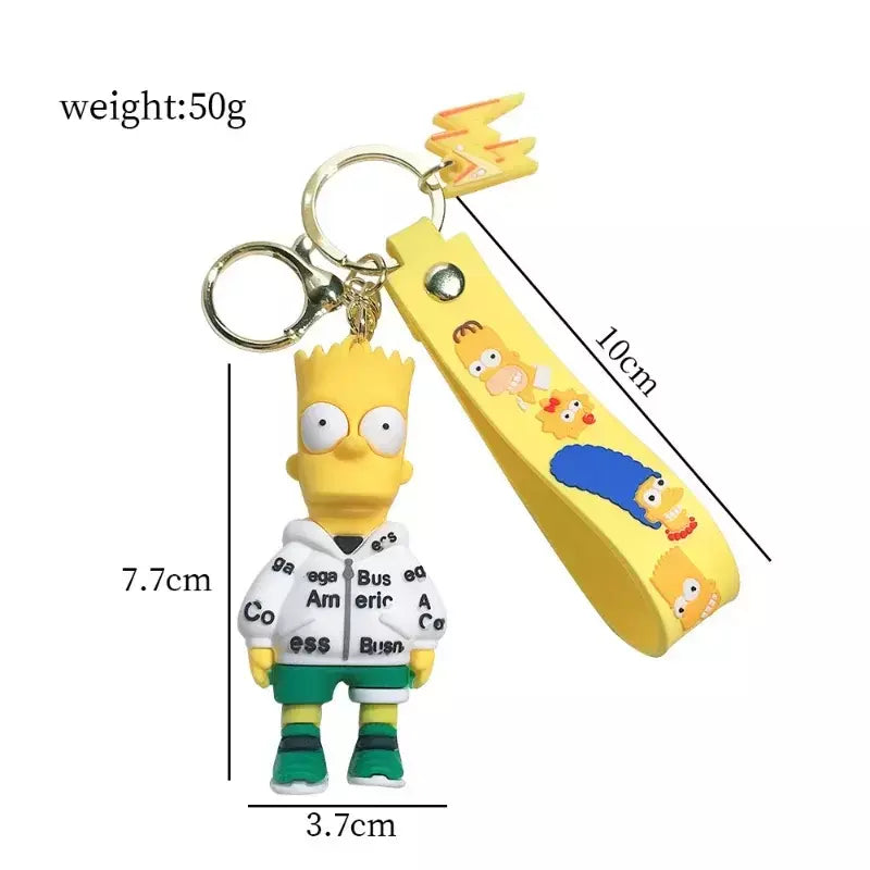 Os simpsons chaveiro figura de ação dos desenhos animados chaveiro kawaii saco pingente casais moda carro chaveiro acessórios crianças brinquedo presentes
