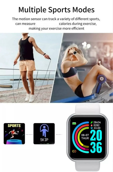 Relógio masculino eletrônico pulseira de fitness smartwatch relógio inteligente y68 d20 monitor sono presente para ios android smartphones despertador