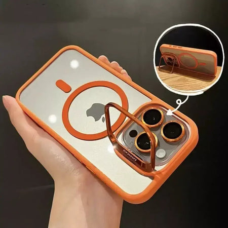 Magsafe suporte de proteção de lente magnética capa de telefone para iphone 17 12 13 14 15 16 pro max câmera vidro transparente anel de metal capa