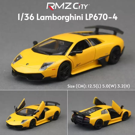1/36 lamborghini super esporte modelo de carro de brinquedo para crianças rmz city diecast metal miniatura puxar para trás coleção presente criança meninos