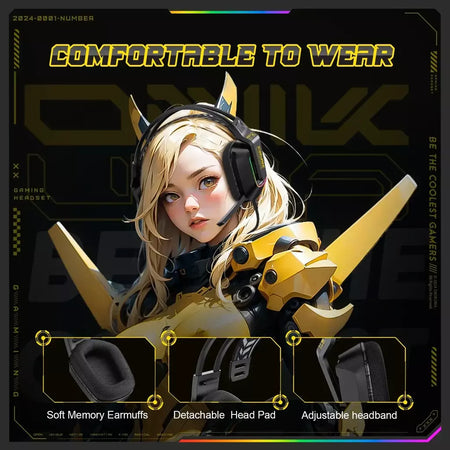 ONIKUMA X13 Gaming Headset com microfone RGB luzes sobre a orelha fone de ouvido com fio para PC laptop jogos e música