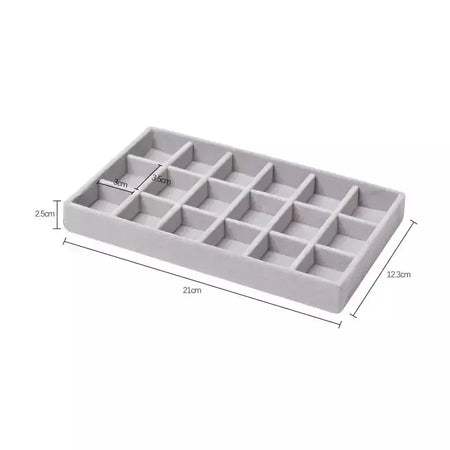 Atualizar caixa de armazenamento de jóias de veludo colar empilhável bandeja de exibição pulseira brinco organizadores diy artesanato gaveta caixa cinza