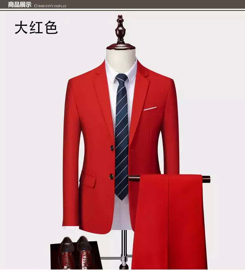 (Jaqueta + Calças) Últimas Homens Terno Set Blazers Formais Slim Fit Negócios Smoking 2 Pcs Terno Do Noivo Vestido de Noiva Homem Terno S-6XL