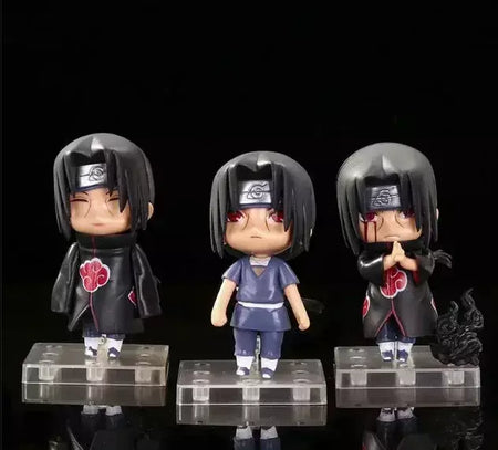 Naruto Action Figure Anime para Adultos, Uchiha Itachi, Kakashi Cartoon Toys, Ornamento Colecionável Itachi Akatsuki, Presente, 11cm, 3 peças por conjunto
