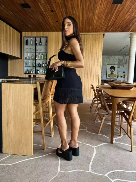 Conjunto sexy de biquíni feminino, sutiã de renda, mini saia, férias de praia, fato de banho feminino casual, 2 peças, verão