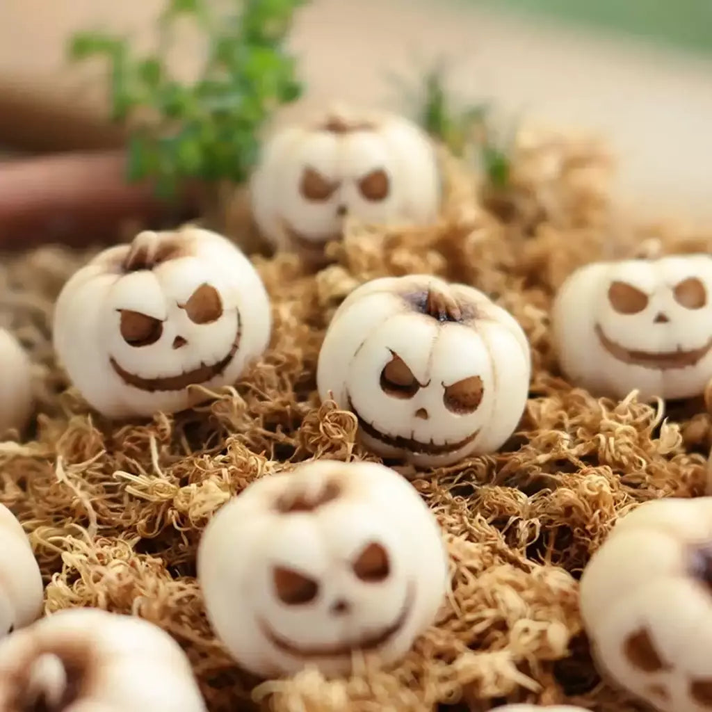 20 pçs resina decorações de abóbora de halloween-mini abóboras reutilizáveis assustadoras criativas e interessantes ornamentos de jardim