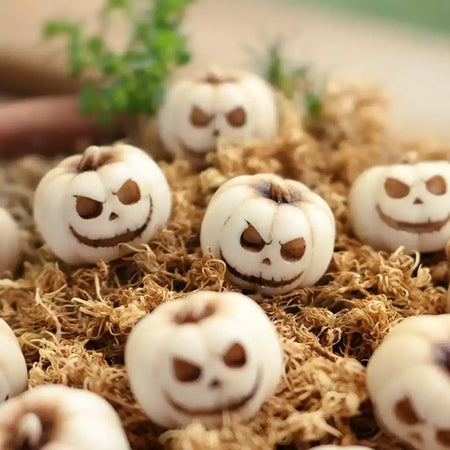 20 pçs resina decorações de abóbora de halloween-mini abóboras reutilizáveis assustadoras criativas e interessantes ornamentos de jardim