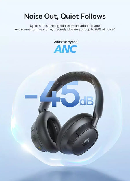 Baseus bowie h1s fones de ouvido sem fio bluetooth 5.4 cancelamento de ruído 46db sobre a orelha fone de ouvido de áudio espacial de alta resolução 120h tempo