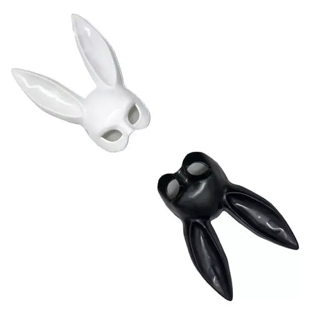 1 pçs preto branco coelho máscara festa de halloween decoração festa orelhas longas coelho máscara traje cosplay ?