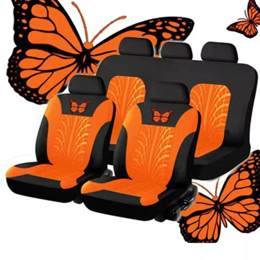 Conjunto completo de capa de assento de carro, conjunto universal de capa de assento de carro bordado com padrão de borboleta