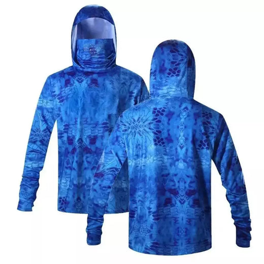 Camisa de pesca com capuz masculina, capuz com capuz, máscara de proteção solar, tops respiráveis, UPF 50 Plus