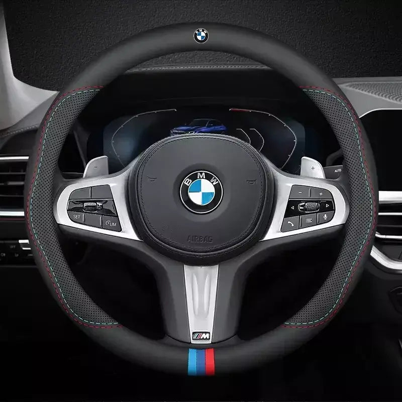 Para bmw m capa de volante do carro g20 f11 e87 f30 f10 x3 g01 x5 f40 f16 m3 x1 x7 1 3 5 7 série couro antiderrapante acessórios