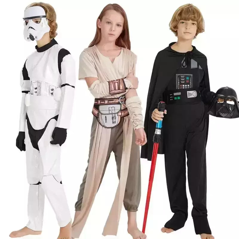 2024 novo traje de guerreiro preto tempestade soldado darth vader anakin skywalker menina guerras rey cosplay festa traje roupas capa máscara