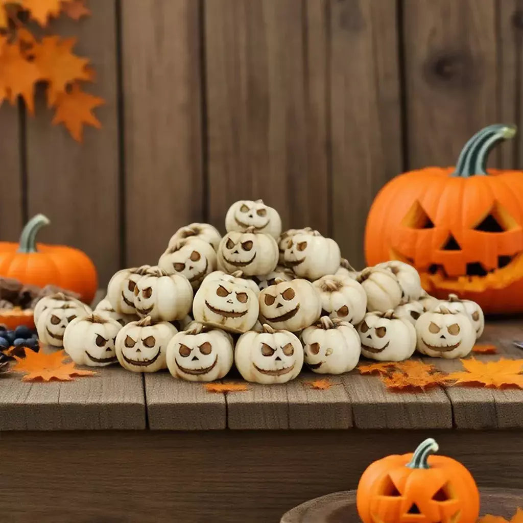 20 pçs resina decorações de abóbora de halloween-mini abóboras reutilizáveis assustadoras criativas e interessantes ornamentos de jardim