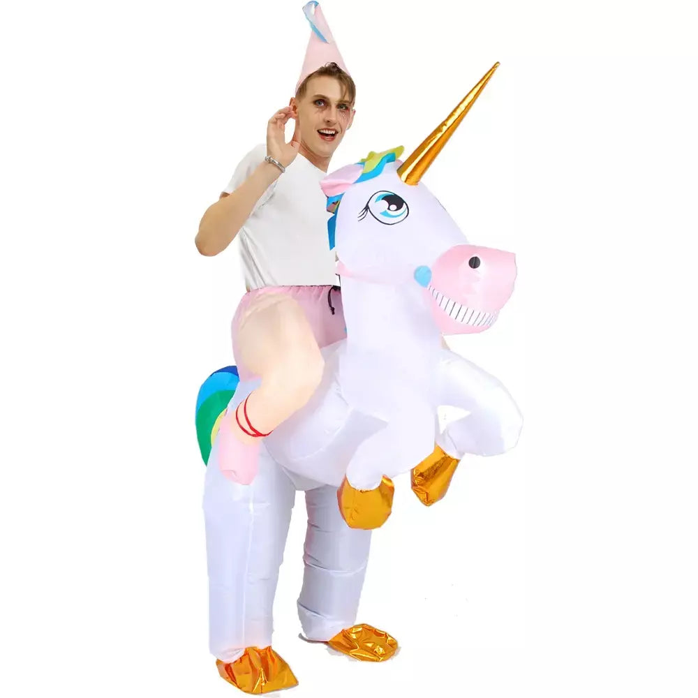 Vestuário colorido unicórnio animal trajes infláveis terno anime purim halloween carnaval festa cosplay traje para crianças adultas