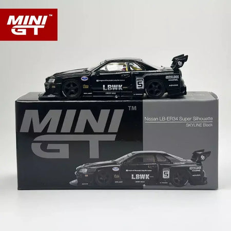 MINIGT 1:64 Nissan LB-ER34 Super Silhouette SKYLINE Carro em liga preta modelo 844