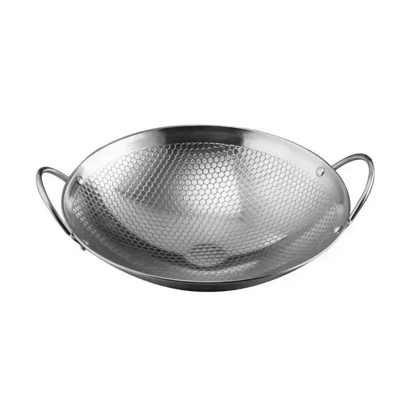 1pc 25cm/9.8 polegada de aço inoxidável pan favo de mel antiaderente com alça resistente a riscos cozinhar ovos panquecas arroz sopa macarrão