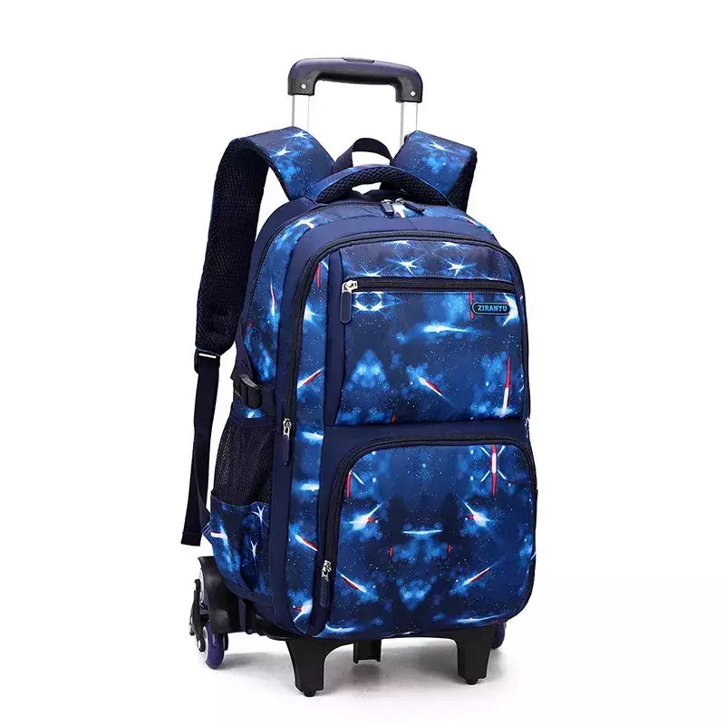 Mochila escolar com rodas para crianças, Mochila de rolamento para menino, Mochila escolar com rodas, Mochila de bagagem de mão, 6 rodas