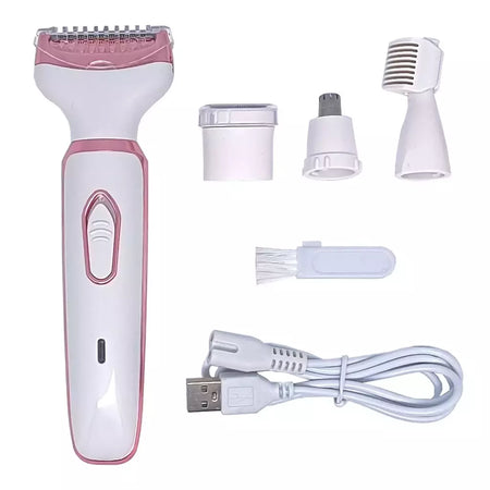 Depilador elétrico indolor para mulheres, biquíni, sobrancelha, nariz, senhora aparador, remoção facial do cabelo, cara, corpo, Shaver fêmea, Depilator, 4 em 1