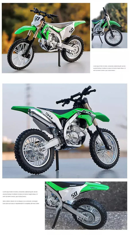 1:12 kawasaki kx450 nijia ZX-6R modelo de motocicleta brinquedo diecast liga carro roda dianteira direção absorção choque decorativo presente do menino