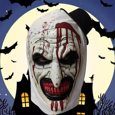 Assustador Terrifier 3 Máscara Cosplay Arte de Halloween O Palhaço Sangrento Látex Adereços Macio Festa Adultos Terrifier Traje Máscaras Disfraz
