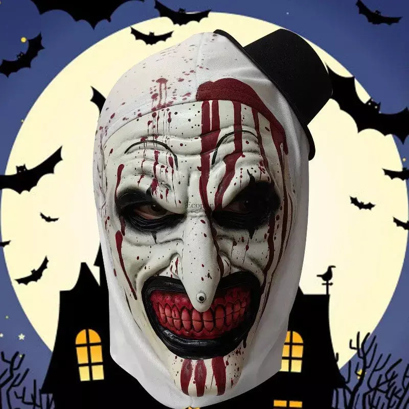 Assustador Terrifier 3 Máscara Cosplay Arte de Halloween O Palhaço Sangrento Látex Adereços Macio Festa Adultos Terrifier Traje Máscaras Disfraz