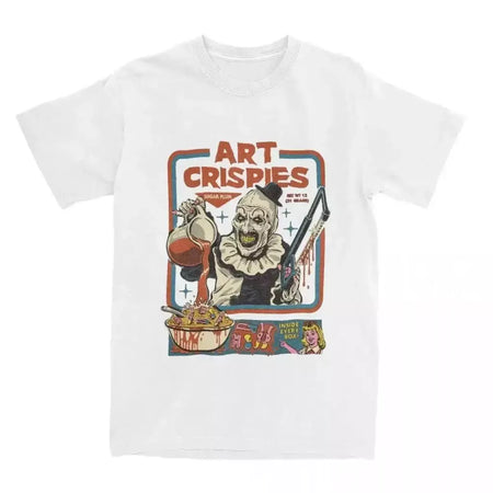 Art Crispies Terrifier Clown Camisa Vestuário Masculino Feminino Pura Moda Retro Horror Camiseta Roupas Impressão Gráfica 71724