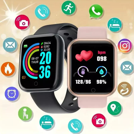 Relógio masculino eletrônico pulseira de fitness smartwatch relógio inteligente y68 d20 monitor sono presente para ios android smartphones despertador