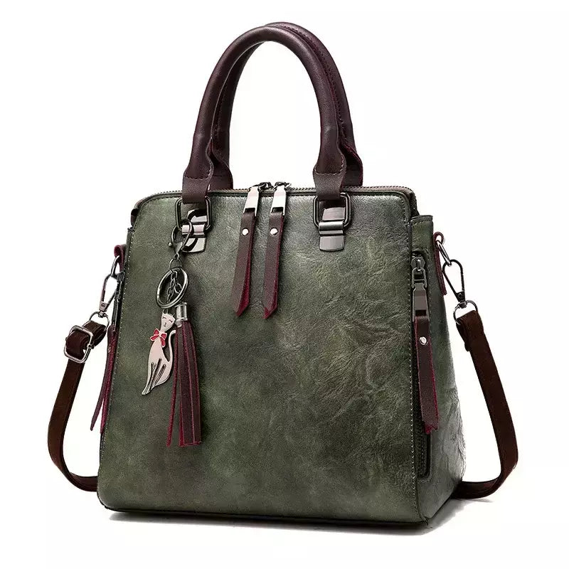 Bolsa de Ombro de Couro Retro para Mulheres, Bolsa Crossbody Messenger, Grande Capacidade, Bolsa Feminina, Designer de Luxo, Alta Qualidade