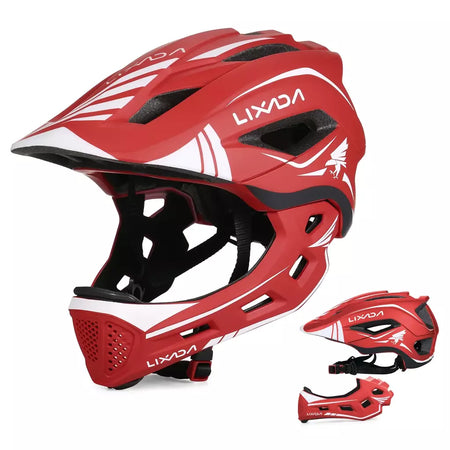 Lixada crianças 2-em-1 destacável capacete facial completo crianças esportes capacete de segurança da bicicleta equipamentos de proteção crianças capacete de ciclismo