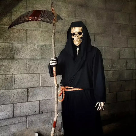 Máscara de esqueleto de demônios de Halloween assustador ossos antigos crânio meia máscara facial máscara skinny de adereços de terror sombrios