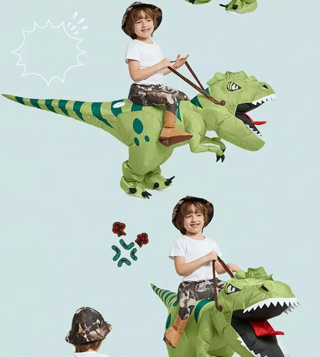 Ride-on traje de dinossauro inflável adequado para festa de halloween ao ar livre atividades pai-filho jogo de rastreamento crianças mascote