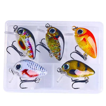 5 pçs/set mini kit crankbait 1.5g/3cm isca de pesca wobblers pequeno artificial flutuante isca dura equipamento de pesca com caixa pesca