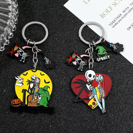 O pesadelo antes do natal chaveiro sally jack skellington halloween chaveiros porta-chaves do carro para casal jóias presentes
