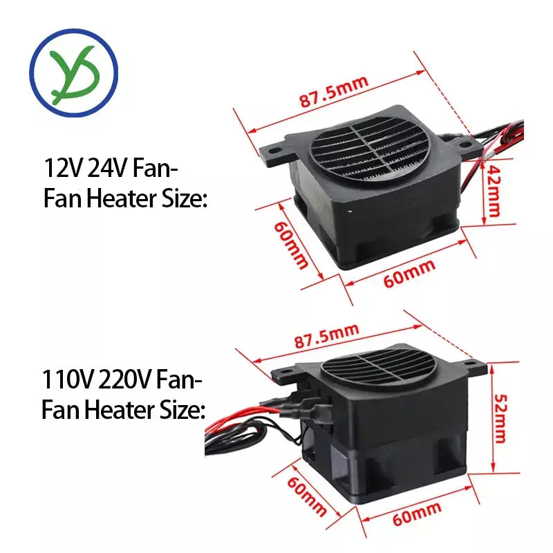 12v ~ 220v 70w ~ 400w aquecedor ptc cerâmica aquecedor de temperatura constante com ventilador ptc aquecedor elétrico incubação elemento de aquecimento de ar ptc
