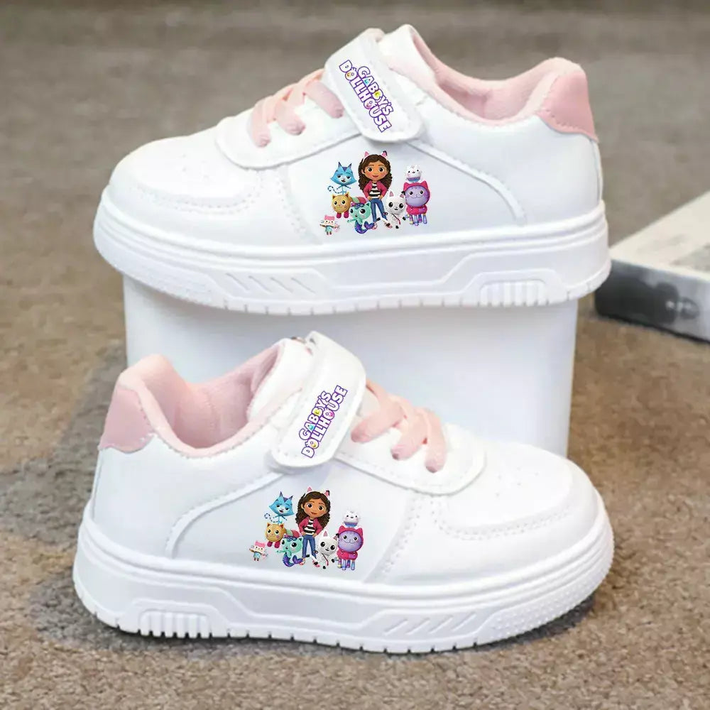 Gabby casa de bonecas cesta sapatos bonito anjo tênis casal sapatos brancos crianças tênis casuais ponto esporte sapatos tamanho 26-37