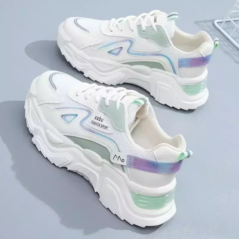 Sapatilhas de plataforma para mulheres, sapatilhas casuais para senhoras, sapatos baixos, verde, 2023